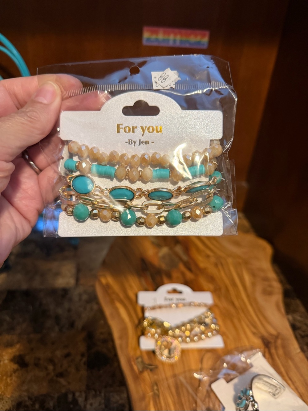 Turquoise & Gold Beaded Bracelet Stack - For You